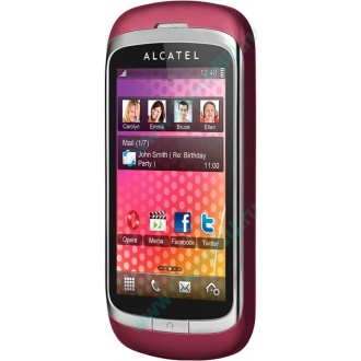 Красно-розовый телефон Alcatel One Touch 818 (Краснодар)